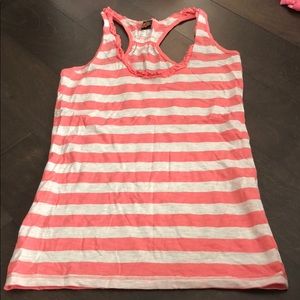 POOF SZ S PINK GRAY STRIPED RACERBACK TANK